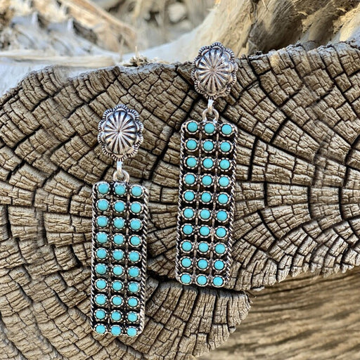 Wholesale vintage western style geometric strip inlaid turquoise earrings JDC-ES-saip041 Earrings 赛蒲 Wholesale Jewelry JoyasDeChina Joyas De China