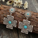 Wholesale vintage western turquoise engraved metal earrings JDC-ES-saip034 Earrings 赛蒲 Wholesale Jewelry JoyasDeChina Joyas De China