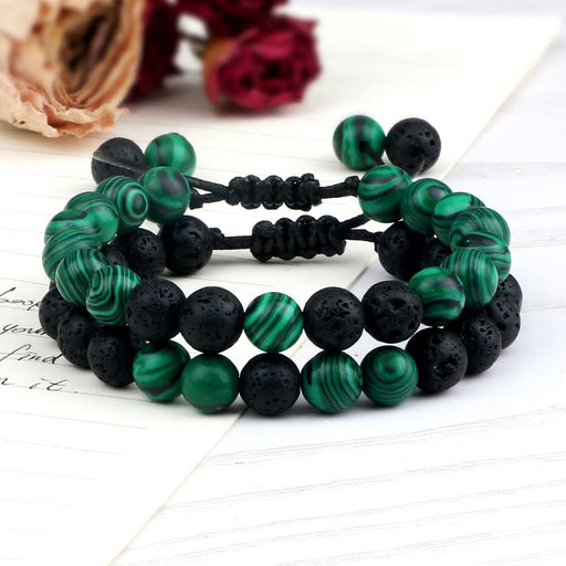 Wholesale Volcanic Lava Stone Beaded Braided Bracelet JDC-BT-JiuJ024 Bracelet 九江 Wholesale Jewelry JoyasDeChina Joyas De China