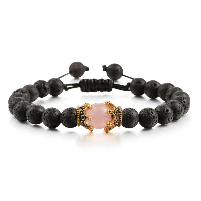 Wholesale Volcanic Stone Natural Stone Crown Beaded Bracelet JDC-BT-JiuJ011 Bracelet 九江 Wholesale Jewelry JoyasDeChina Joyas De China