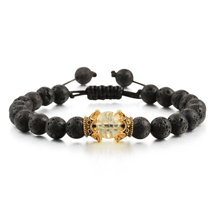 Wholesale Volcanic Stone Natural Stone Crown Beaded Bracelet JDC-BT-JiuJ011 Bracelet 九江 Wholesale Jewelry JoyasDeChina Joyas De China