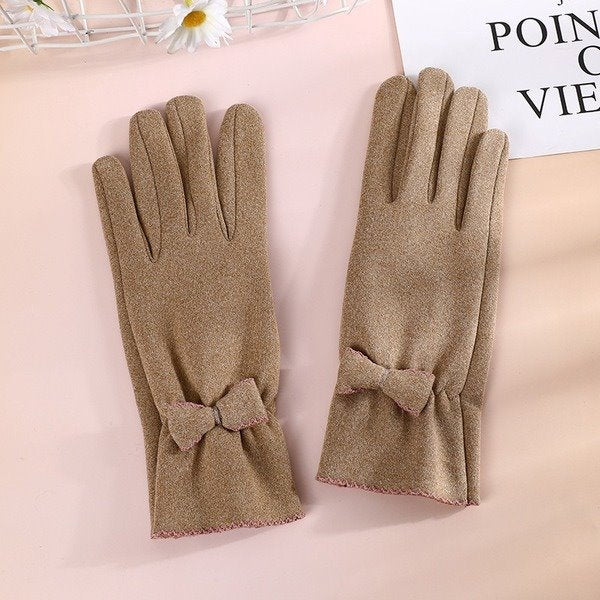 Wholesale warm bowknot thickened suede ladies gloves JDC-GS-BX-014 Gloves 伯循 Wholesale Jewelry JoyasDeChina Joyas De China