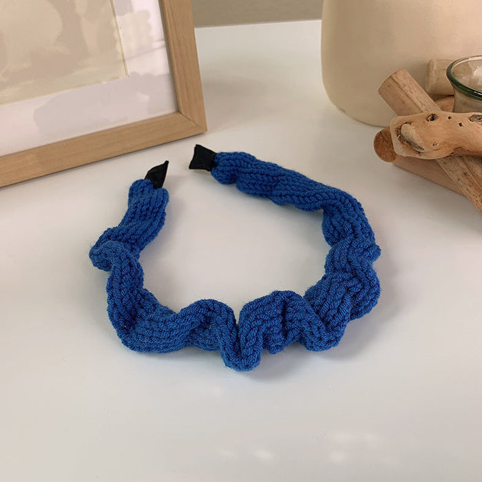 Wholesale warm color girls' wrinkled knitted hair hoops JDC-HD-MS07 Headband JoyasDeChina E blue Wholesale Jewelry JoyasDeChina Joyas De China