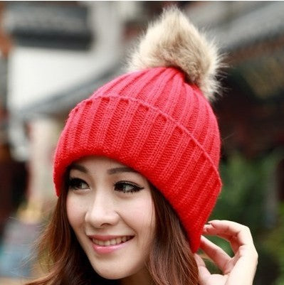 Wholesale warm knitted woolen hat JDC-FH-NLS026 Fashionhat 倪罗诗 red 55-60cm Wholesale Jewelry JoyasDeChina Joyas De China
