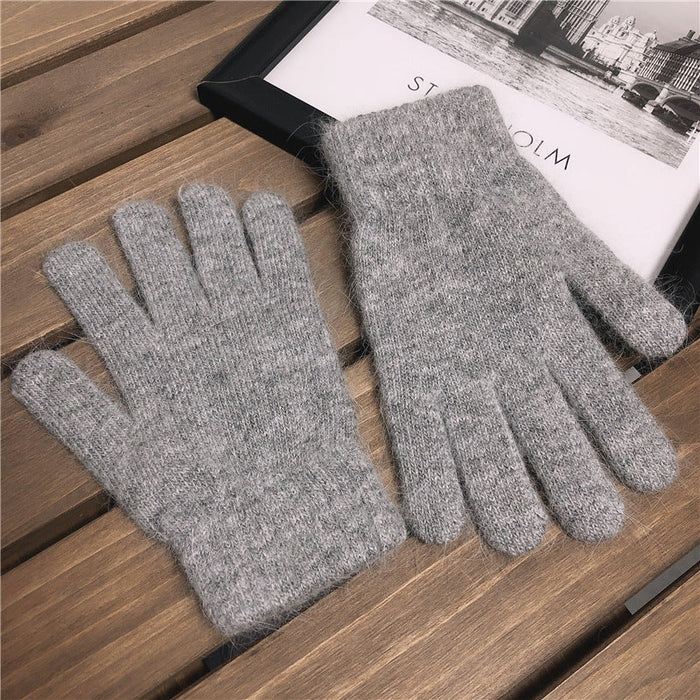 Wholesale warm rabbit fur plush knitted gloves JDC-GS-BX-009 Gloves 伯循 grey one size Wholesale Jewelry JoyasDeChina Joyas De China