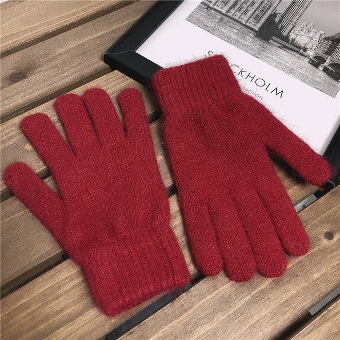 Wholesale warm rabbit fur plush knitted gloves JDC-GS-BX-009 Gloves 伯循 red one size Wholesale Jewelry JoyasDeChina Joyas De China
