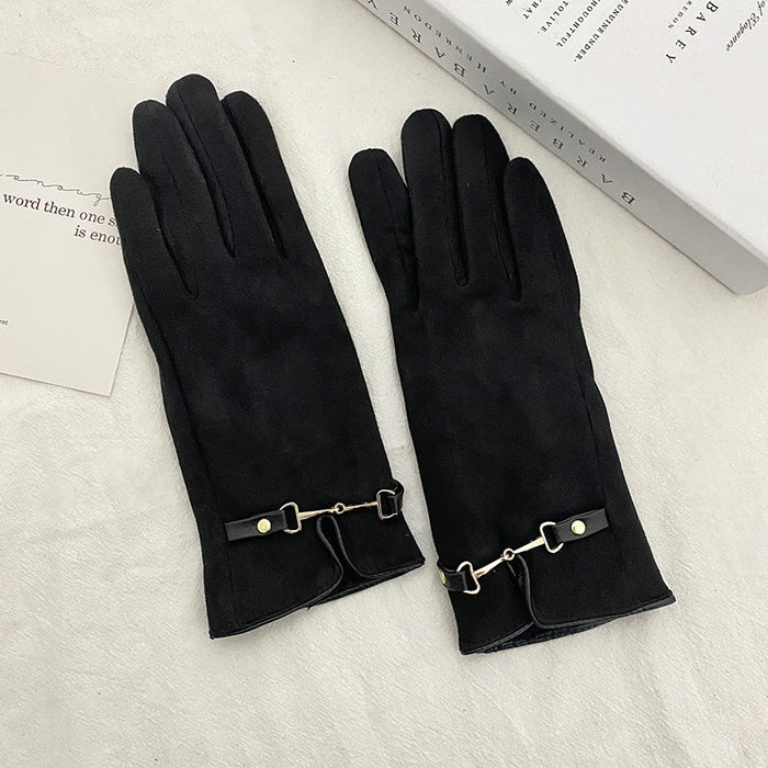 Wholesale warm suede women gloves JDC-GS-BX-010 Gloves 伯循 black one size Wholesale Jewelry JoyasDeChina Joyas De China