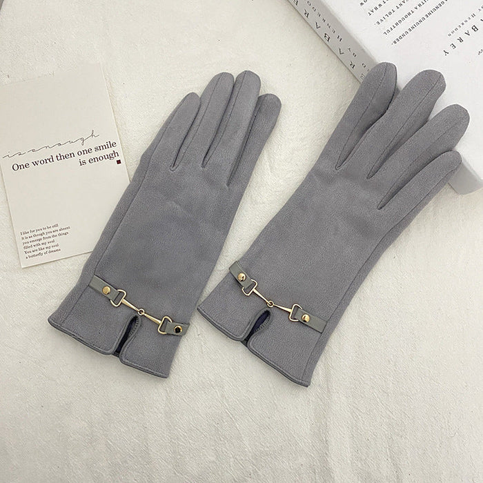 Wholesale warm suede women gloves JDC-GS-BX-010 Gloves 伯循 grey one size Wholesale Jewelry JoyasDeChina Joyas De China