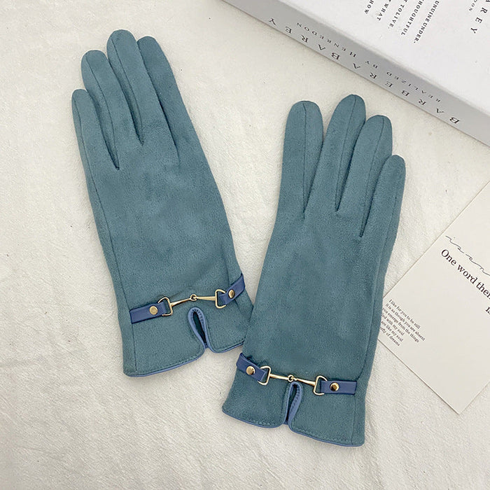 Wholesale warm suede women gloves JDC-GS-BX-010 Gloves 伯循 lake blue one size Wholesale Jewelry JoyasDeChina Joyas De China