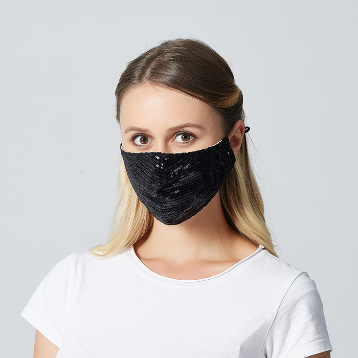 Wholesale washable adult mask breathable cloth mask MOQ≥2 JDC-FM-CS014 Face mask JoyasDeChina MOQ2 Black Sequin Wholesale Jewelry JoyasDeChina Joyas De China