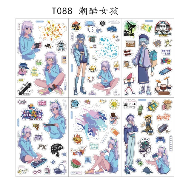 Wholesale Washi Paper Anime Sticker Set 6 pieces JDC-ST-GSWL012 Sticker JoyasDeChina Wholesale Jewelry JoyasDeChina Joyas De China