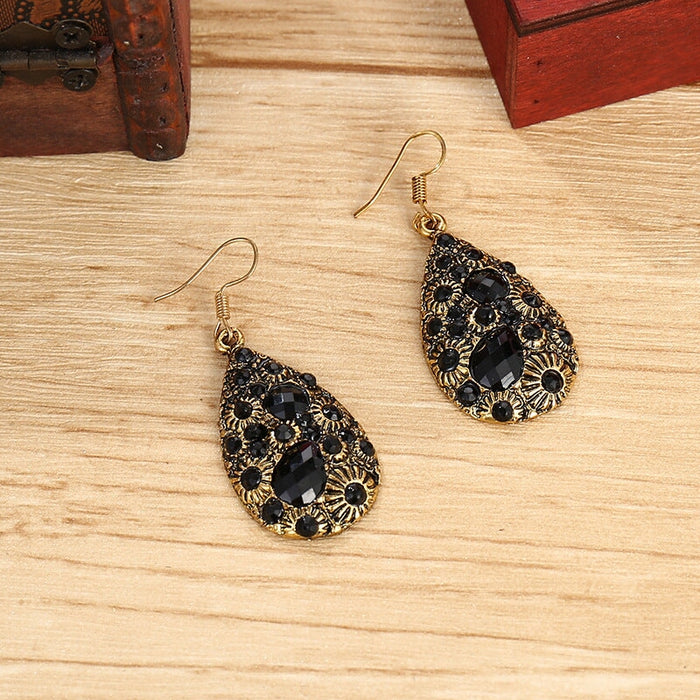 Wholesale water drop gemstones set with diamonds ethnic wind earrings JDC-ES-daiq024 Earrings 黛茜 Wholesale Jewelry JoyasDeChina Joyas De China