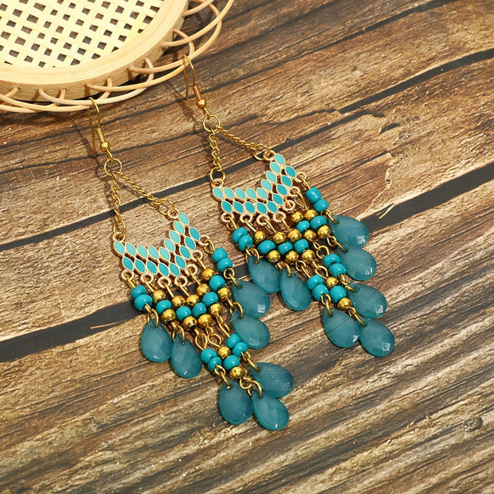 Wholesale water drop long scalloped tassel earrings JDC-ES-daiq016 Earrings 黛茜 Wholesale Jewelry JoyasDeChina Joyas De China