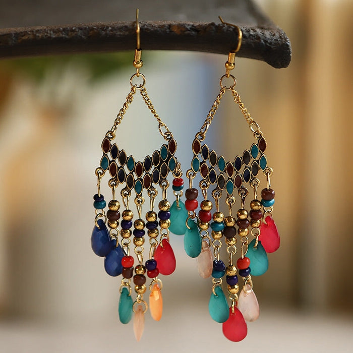Wholesale water drop long scalloped tassel earrings JDC-ES-daiq016 Earrings 黛茜 Wholesale Jewelry JoyasDeChina Joyas De China