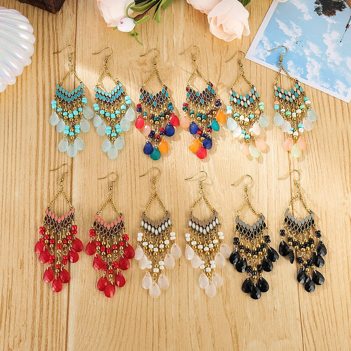 Wholesale water drop long scalloped tassel earrings JDC-ES-daiq016 Earrings 黛茜 Wholesale Jewelry JoyasDeChina Joyas De China
