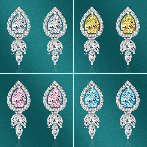 Wholesale water drop zircon long silver plated earrings JDC-ES-BZ006 Earrings 标志 Wholesale Jewelry JoyasDeChina Joyas De China