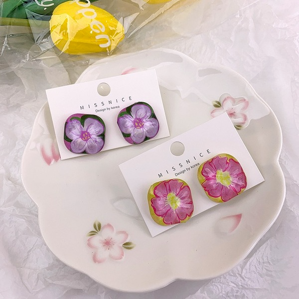 Bulk Jewelry Wholesale water ripples colored square gram flower earrings JDC-ES-W319 Wholesale factory from China YIWU China