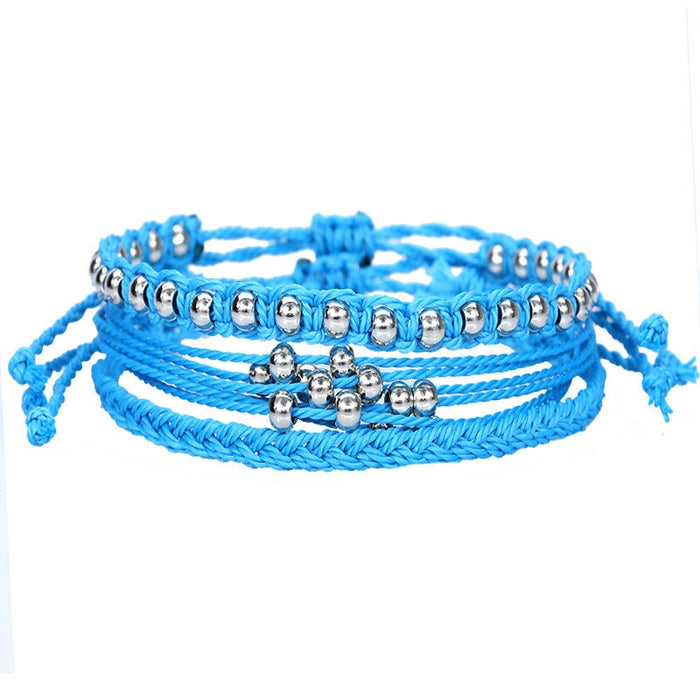 Wholesale waterproof wax thread identification hand-woven bracelet 3 piece set JDC-BT-Yiye011 Bracelet 益烨 3 Wholesale Jewelry JoyasDeChina Joyas De China