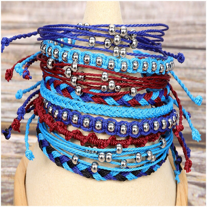 Wholesale waterproof wax thread identification hand-woven bracelet 3 piece set JDC-BT-Yiye011 Bracelet 益烨 Wholesale Jewelry JoyasDeChina Joyas De China