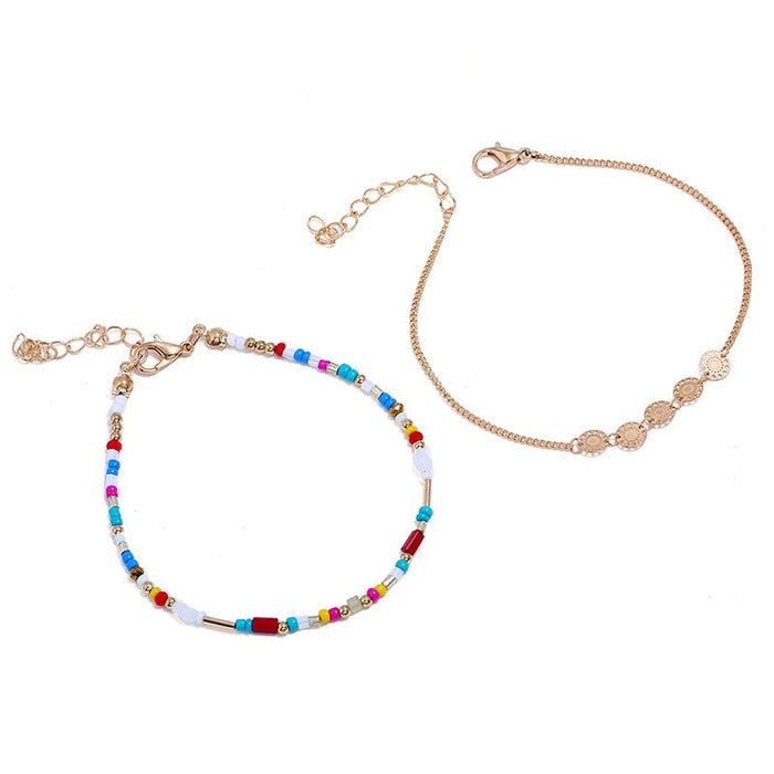 Wholesale weaving multi-color beige beads small disc alloy bracelet JDC-BT-NZ040 Bracelet 奈珠 Wholesale Jewelry JoyasDeChina Joyas De China