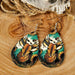Wholesale Western Style Turquoise Leather Earrings JDC-ES-Saip006 Earrings 赛蒲 17# Wholesale Jewelry JoyasDeChina Joyas De China