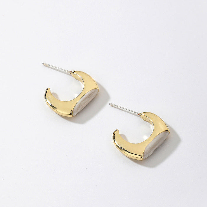 Wholesale white alloy earrings JDC-ES-YWJQ019 Earrings 精巧 gold Wholesale Jewelry JoyasDeChina Joyas De China