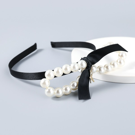 Bulk Jewelry Wholesale white alloy fabric pearl bow hoop JDC-HD-CL015 Wholesale factory from China YIWU China