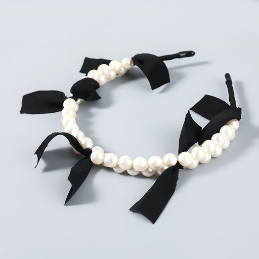 Bulk Jewelry Wholesale white alloy fabric pearl hair hoop JDC-HD-CL014 Wholesale factory from China YIWU China