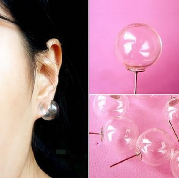 Bulk Jewelry Wholesale white alloy glass bubble transparent studs JDC-ES-RL064 Wholesale factory from China YIWU China