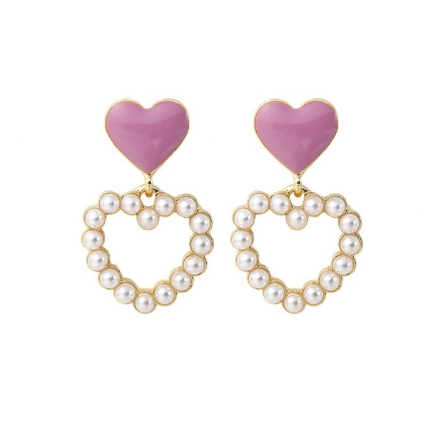 Bulk Jewelry Wholesale white alloy hollow love pearl earrings JDC-ES-RL164 Wholesale factory from China YIWU China