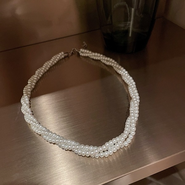 Bulk Jewelry Wholesale white alloy multi-layer pearl winding necklace JDC-NE-BY031 Wholesale factory from China YIWU China