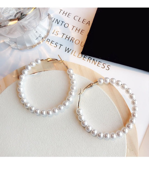 Bulk Jewelry Wholesale white alloy pearl large circle earrings JDC-ES-RL108 Wholesale factory from China YIWU China