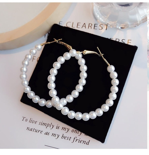 Bulk Jewelry Wholesale white alloy pearl large circle earrings JDC-ES-RL108 Wholesale factory from China YIWU China