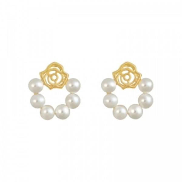 Bulk Jewelry Wholesale white alloy petal pearl stud earrings JDC-ES-RL163 Wholesale factory from China YIWU China