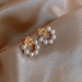 Bulk Jewelry Wholesale white alloy petal pearl stud earrings JDC-ES-RL163 Wholesale factory from China YIWU China