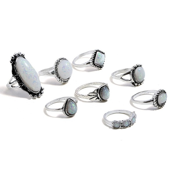 Bulk Jewelry Wholesale white alloy ring set of 8 JDC-RS-GSKQ001 Wholesale factory from China YIWU China