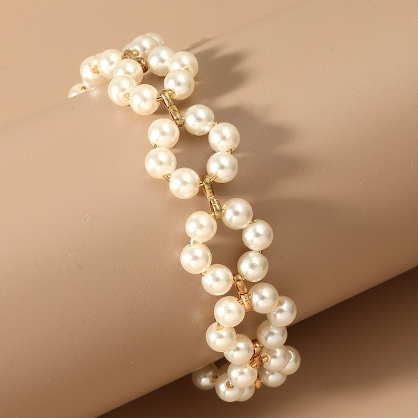 Bulk Jewelry Wholesale white alloy woven pearl bracelet for women JDC-BT-D525 Wholesale factory from China YIWU China