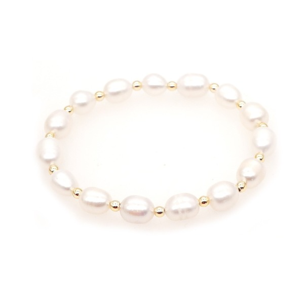 Bulk Jewelry Wholesale white baroque pearls do not drop color gold bead bracelets JDC-gbh402 Wholesale factory from China YIWU China