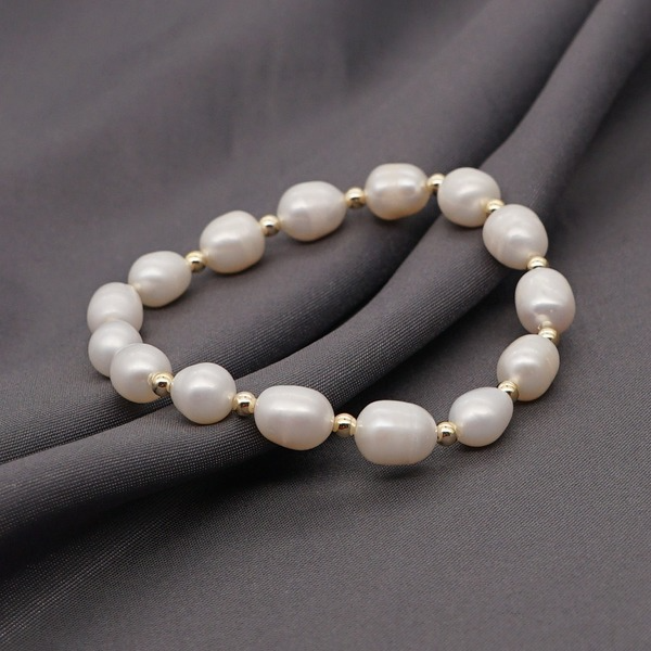 Bulk Jewelry Wholesale white baroque pearls do not drop color gold bead bracelets JDC-gbh402 Wholesale factory from China YIWU China