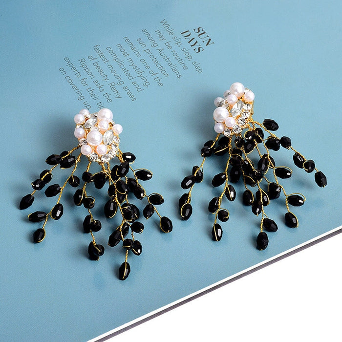 Wholesale white beaded earrings JDC-ES-SK067 Earrings 深刻 Black Wholesale Jewelry JoyasDeChina Joyas De China