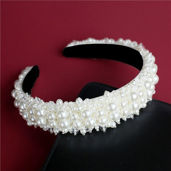 Wholesale White Bridal Pearl Crown Baroque Headband JDC-HD-Yangq001 Headband 艳茜 Wholesale Jewelry JoyasDeChina Joyas De China