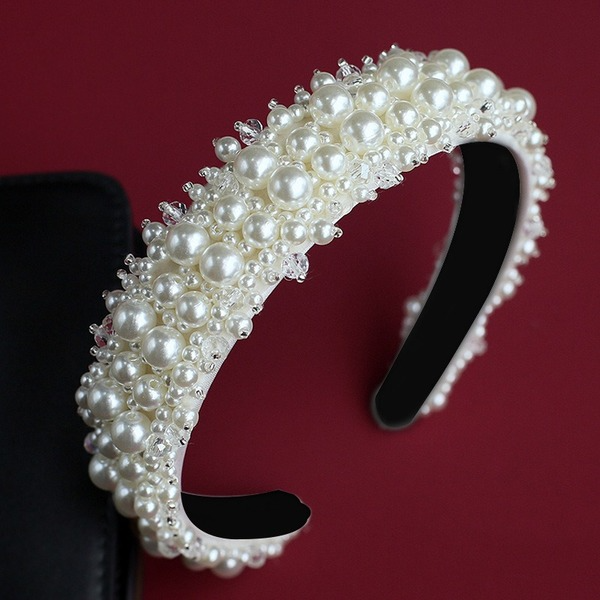 Wholesale White Bridal Pearl Crown Baroque Headband JDC-HD-Yangq001 Headband 艳茜 Wholesale Jewelry JoyasDeChina Joyas De China