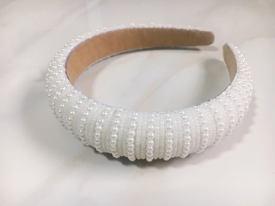 Wholesale White Bridal Pearl Crown Baroque Headband JDC-HD-Yangq001 Headband 艳茜 B-size pearls Wholesale Jewelry JoyasDeChina Joyas De China