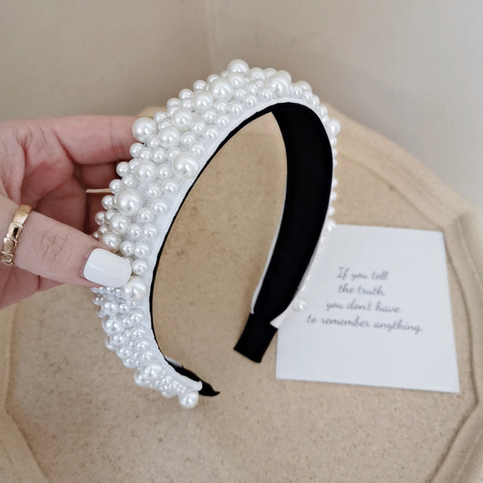 Wholesale White Bridal Pearl Crown Baroque Headband JDC-HD-Yangq001 Headband 艳茜 white Wholesale Jewelry JoyasDeChina Joyas De China