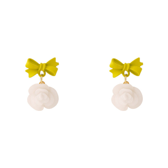 Wholesale white camellia flower earrings JDC-ES-MS184 Earrings JoyasDeChina Wholesale Jewelry JoyasDeChina Joyas De China