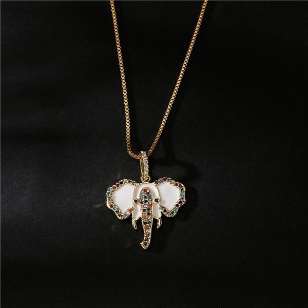 Bulk Jewelry Wholesale white copper drip oil elephant necklaces JDC-NE-ag042 Wholesale factory from China YIWU China