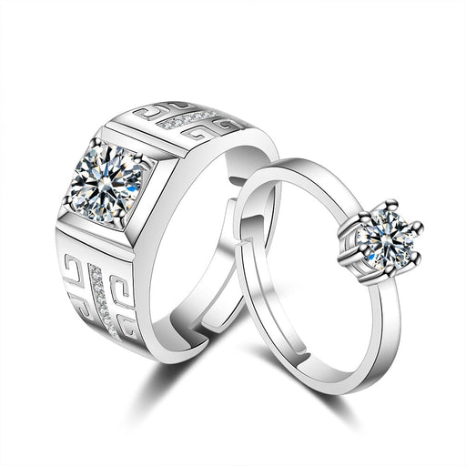 Wholesale white copper zircon couple ring JDC-RS-FanQL005 Rings 方绮丽 couple adjustable Wholesale Jewelry JoyasDeChina Joyas De China