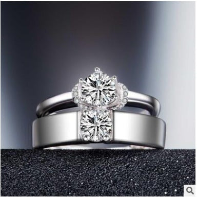 Wholesale white copper zircon couple ring JDC-RS-FanQL006 Rings 方绮丽 Wholesale Jewelry JoyasDeChina Joyas De China