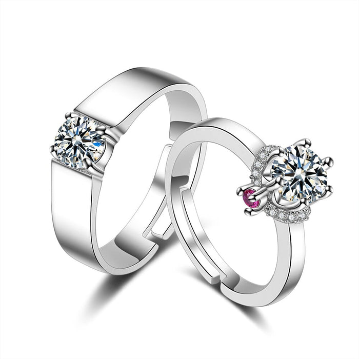 Wholesale white copper zircon couple ring JDC-RS-FanQL006 Rings 方绮丽 couple adjustable Wholesale Jewelry JoyasDeChina Joyas De China