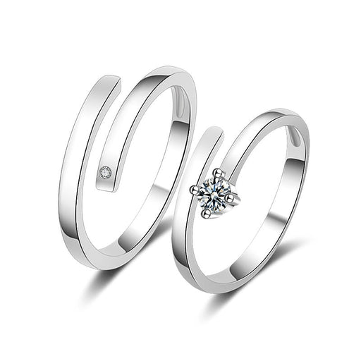 Wholesale white copper zircon couple ring JDC-RS-FanQL008 Rings 方绮丽 couple adjustable Wholesale Jewelry JoyasDeChina Joyas De China